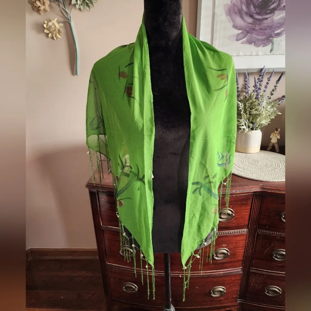 NEW ~ Island Style® Lightly Embellished Green Scarf/Wraps